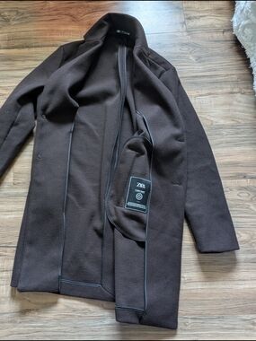 ZARA Men's Dark Brown Wool-Blend Coat